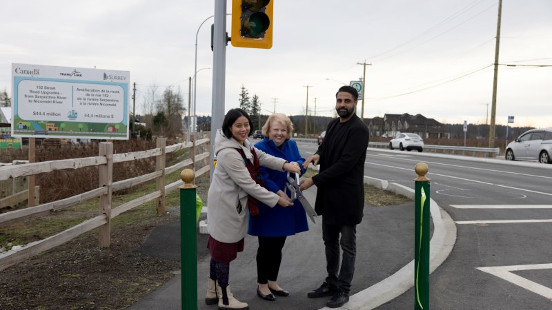 a ribbon cutting ceremony at 152 st featuring the mayor of Surrey