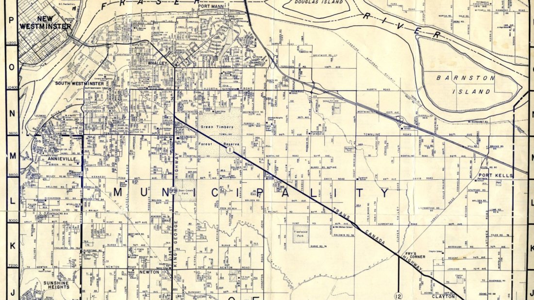 A 1938 Surrey road map