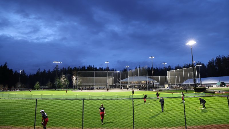 New LED light fixtures at Softball City in Surrey, BC.