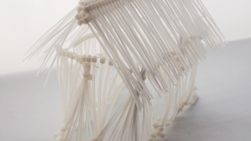 Cabin made of zip ties 