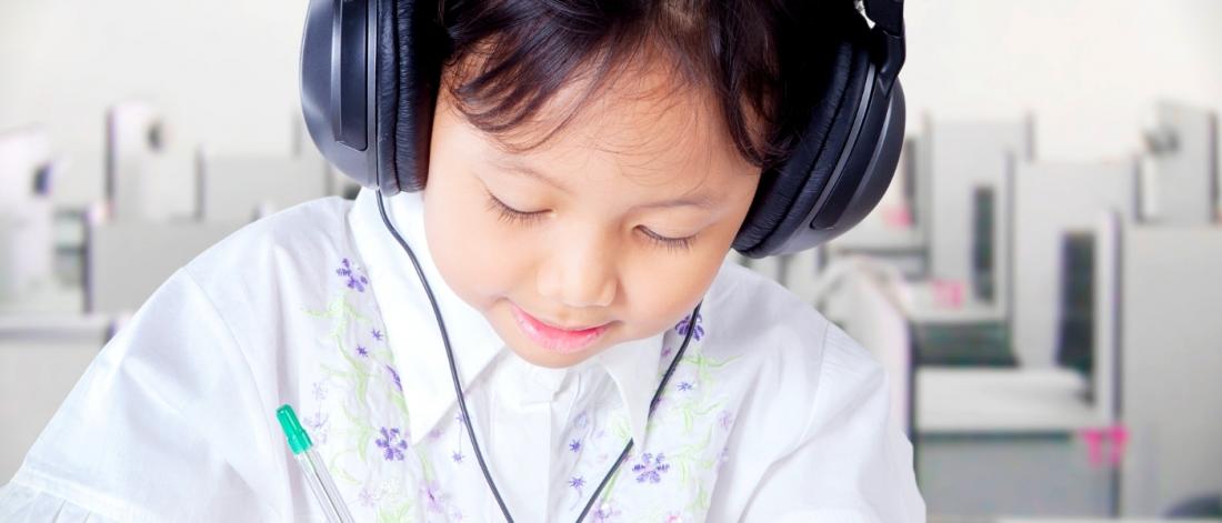 Child with headphones on