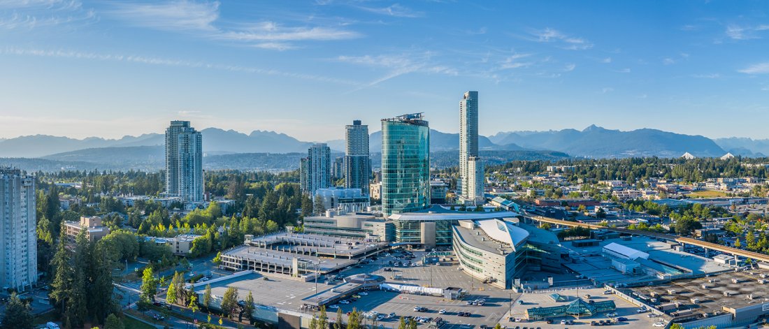 Aerial of Surrey city centre