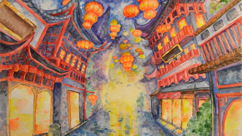 Angelina Dai, Wavering Dynasty, 2025, watercolour on paper.