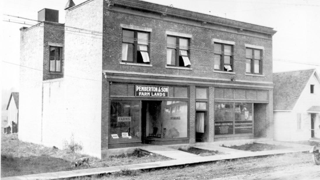 An archival image of the building