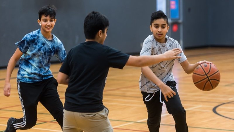 Boys playing basketball. 