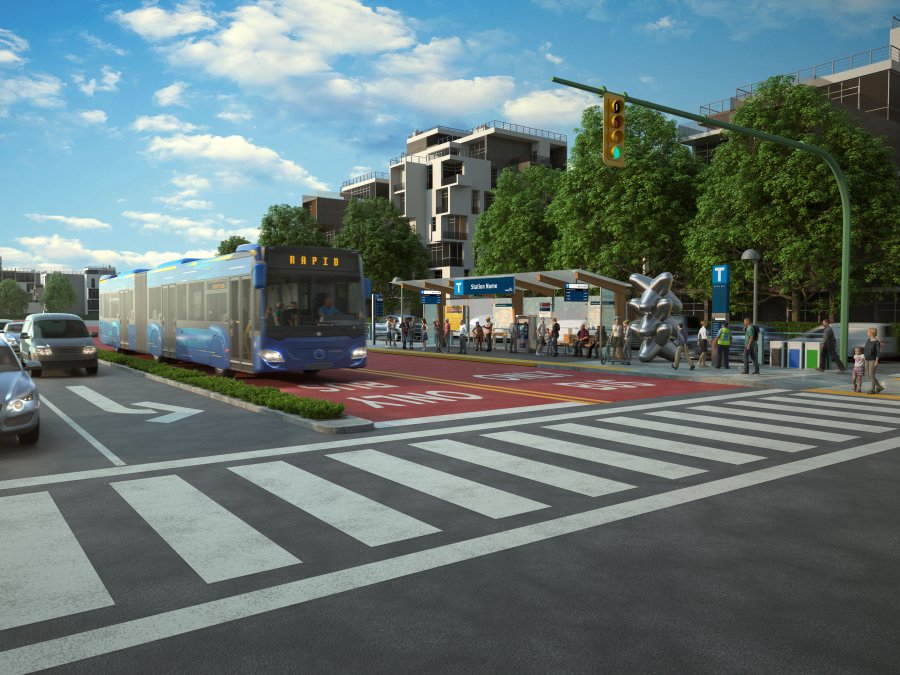 Conceptual photo of bus at station.
