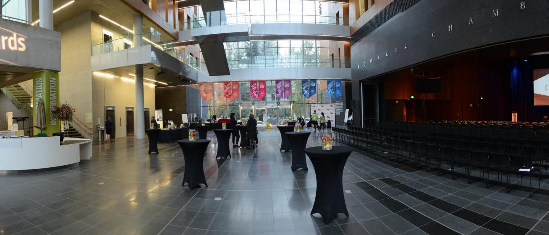 City Hall atrium set up for awards ceremony