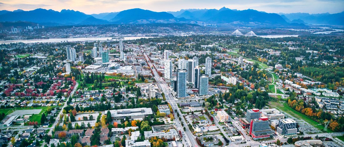 Aerial view of Surrey City Centre