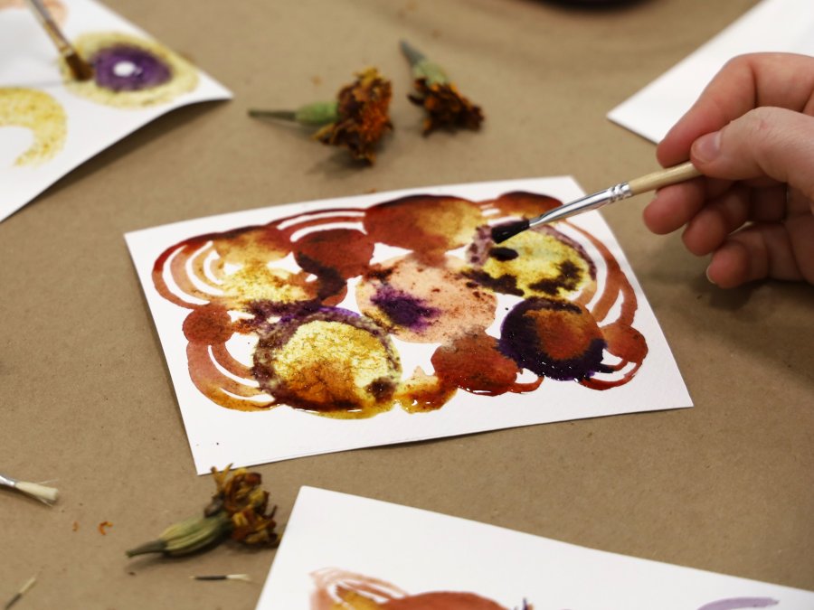 Hand painting with natural pigments on paper.