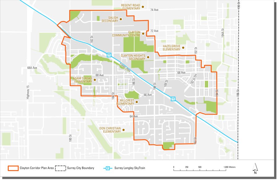 Map of plan boundaries for the Clayton Corridor Plan area