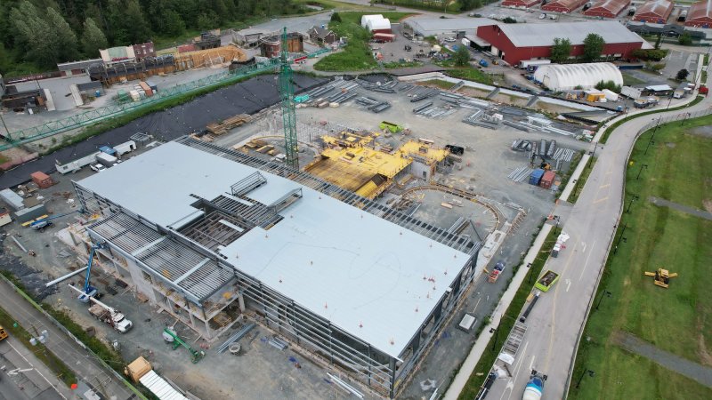 aerial of construction of new arena