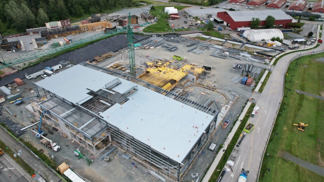 aerial of construction of new arena
