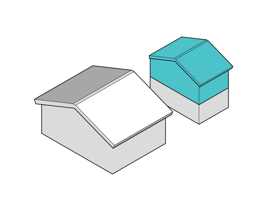 Diagram showing a residential dwelling with a coach house on the same lot