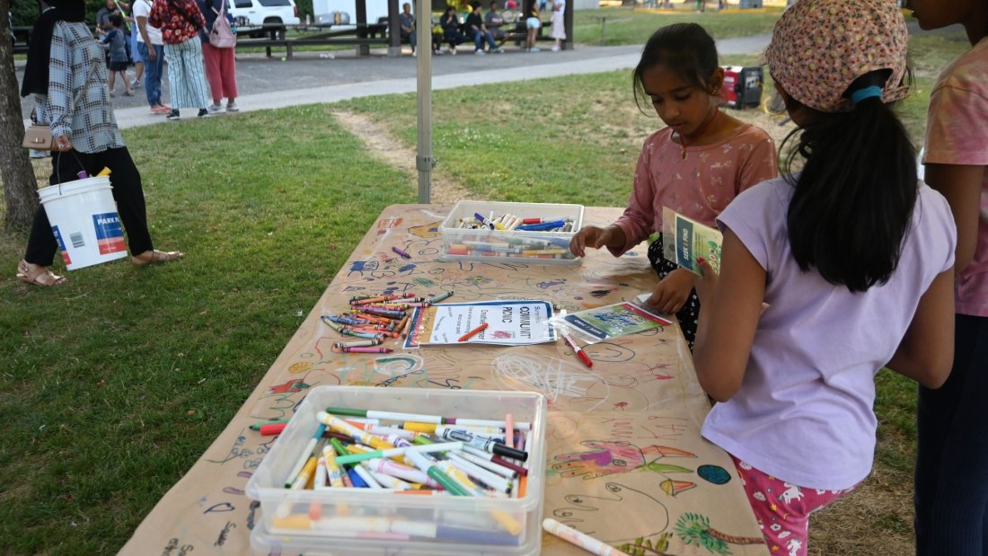 kids draw on a colouring tables