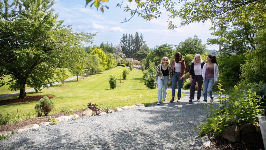 Family Walking at Darts Hill Garden PArk