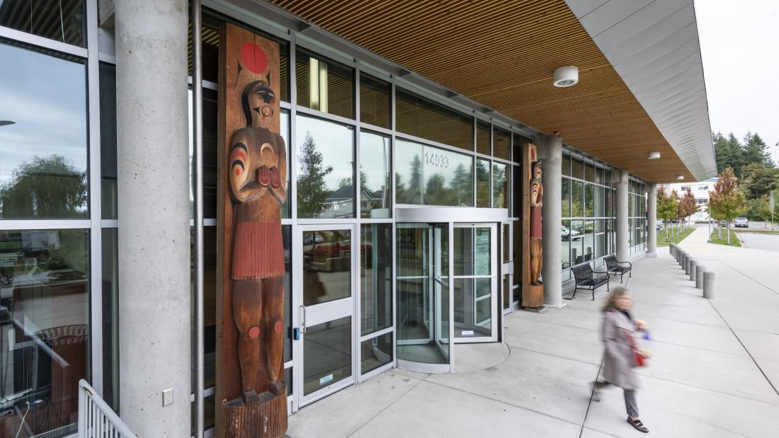 Education Centre Side View of Leonard Wells's carvings