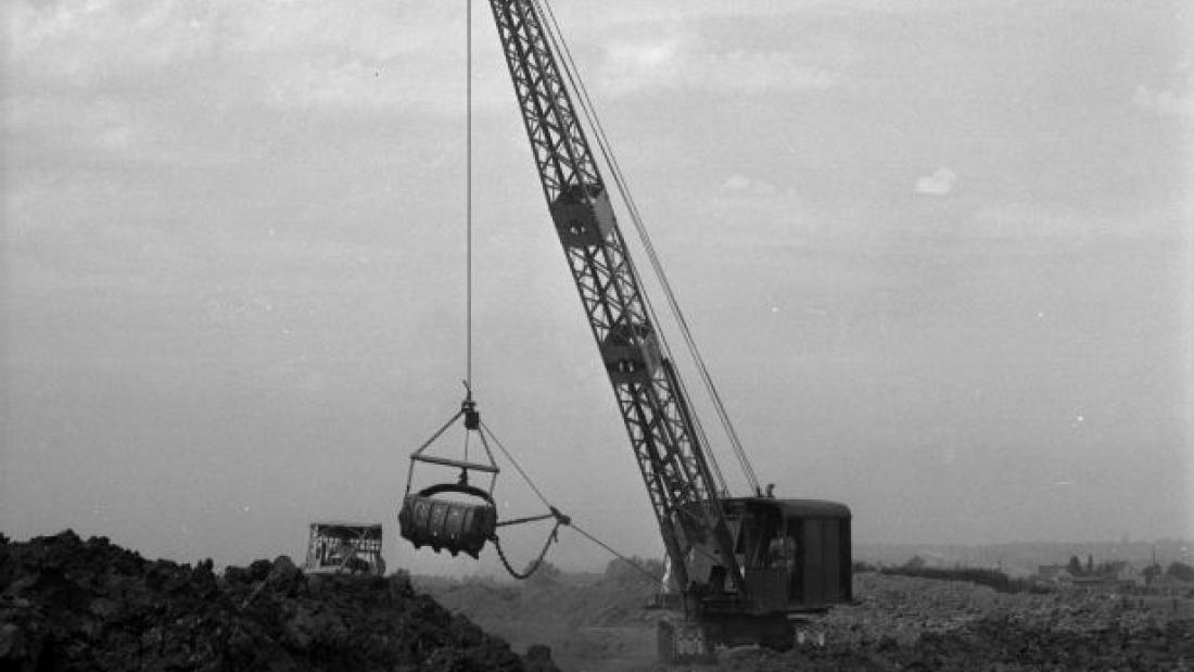 Dragline working on Nicomekl and Serpentine Rivers