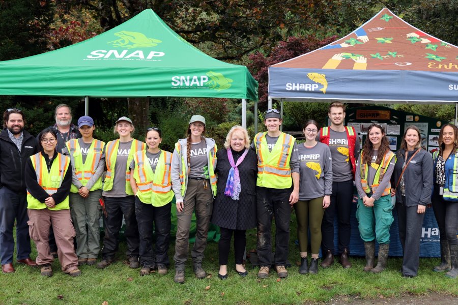 volunteers from SNAP and SHaRP collaborating in a park