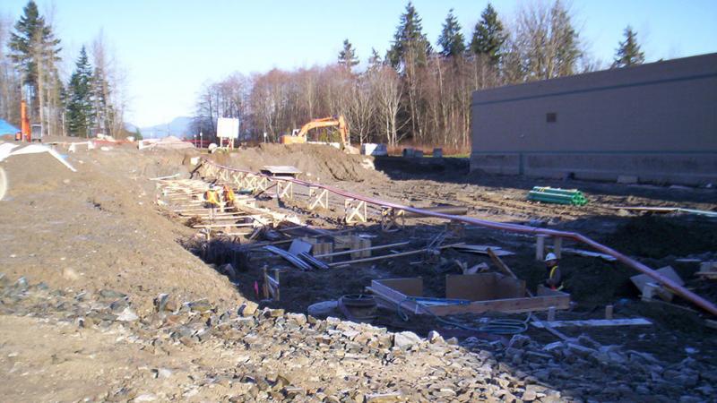 Large construction site with open ground.