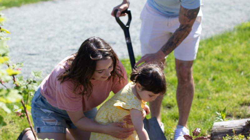a family gardening
