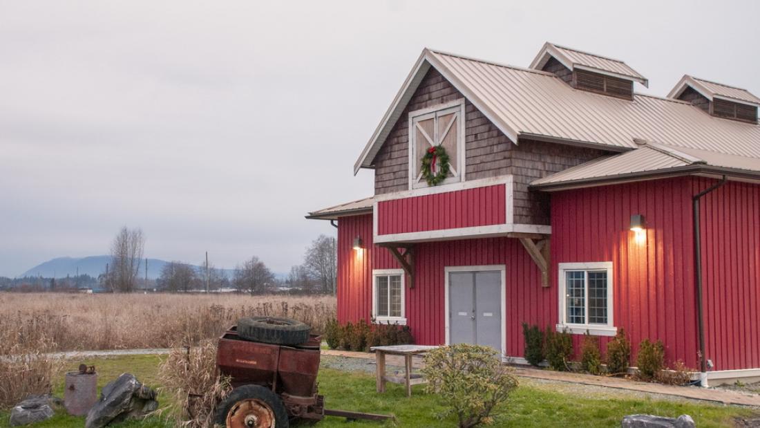 Farm land with Red Building