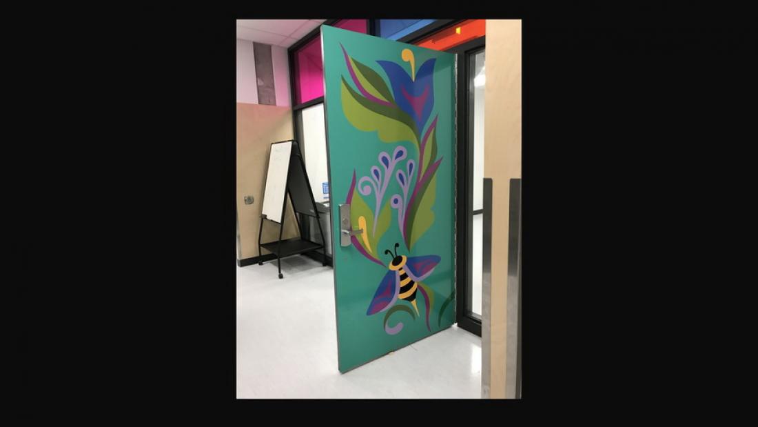 Flower and Bee ESS Art on Classroom Door