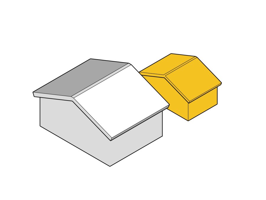 A diagram of a residential dwelling with a garden suite on a lot