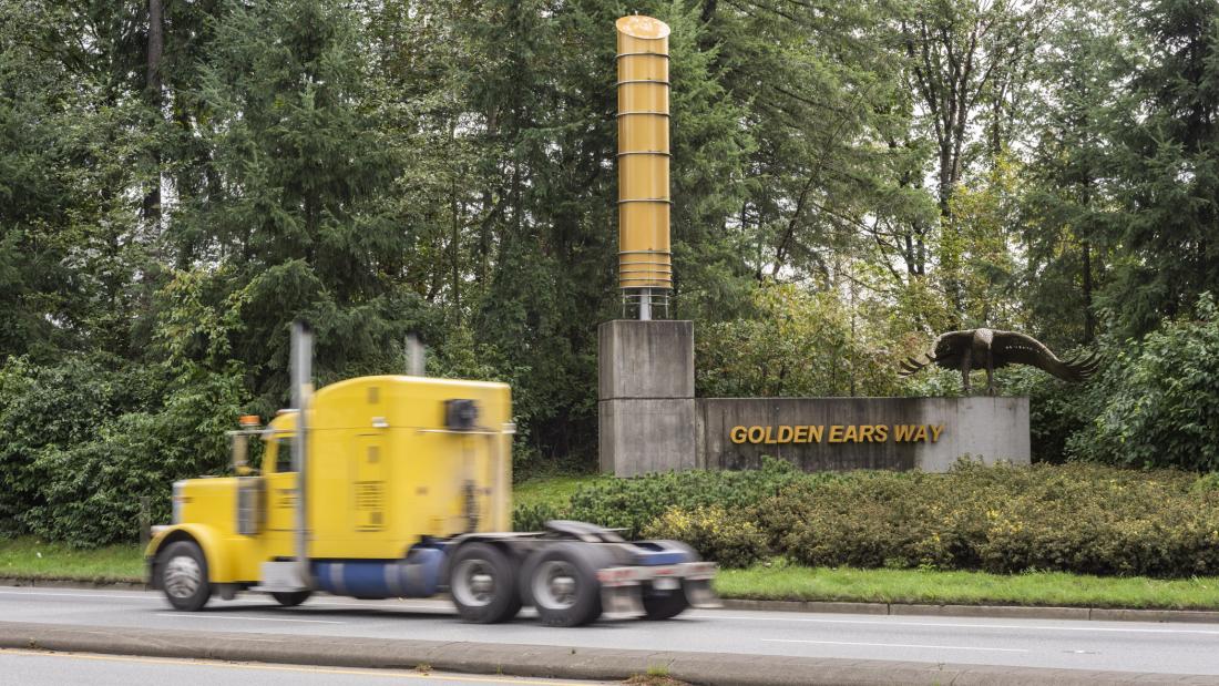 Truck going by Golden Ears Way Eagle
