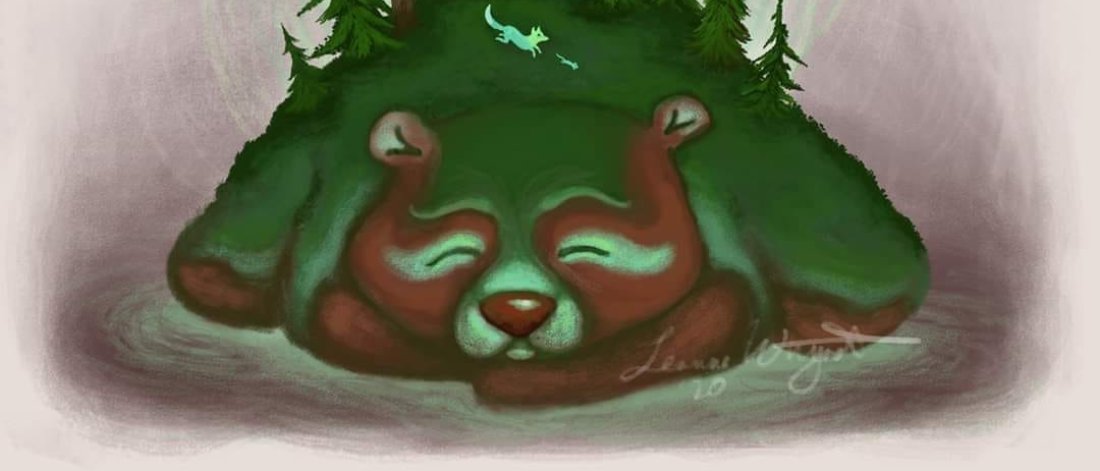 "The Isle" artwork by Leanne Whynot, featuring a forest on the back of a sleeping bear