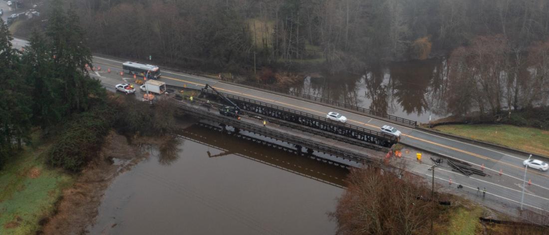 aerial shot of Nicomekl bridge replacement