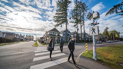 Pedestrians crossing road  