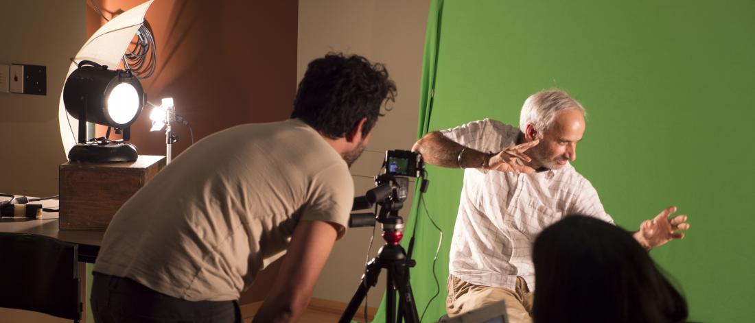 Man being filmed for interactive exhibit 