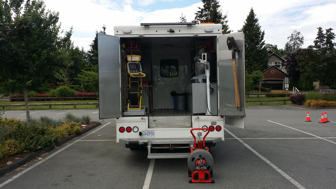 open back of sewer inspection truck