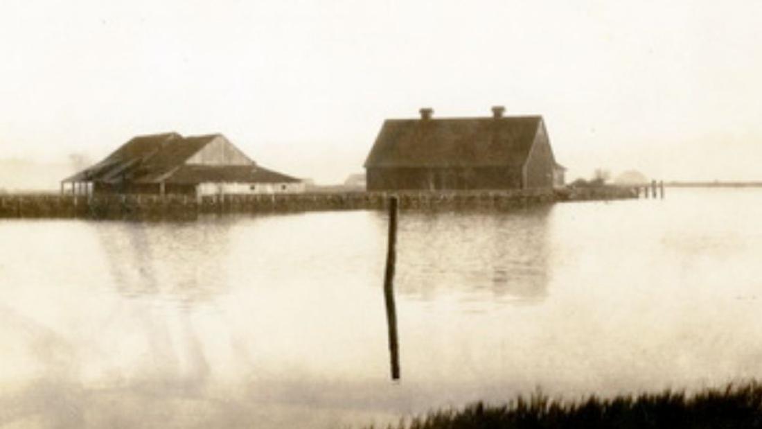 North of Nicomekl River, original barn and second barn in the 1930s