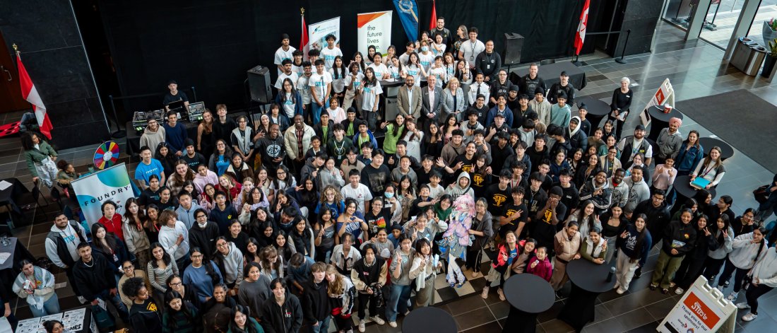 Youth celebrating the Surrey Steps Up 2025 event
