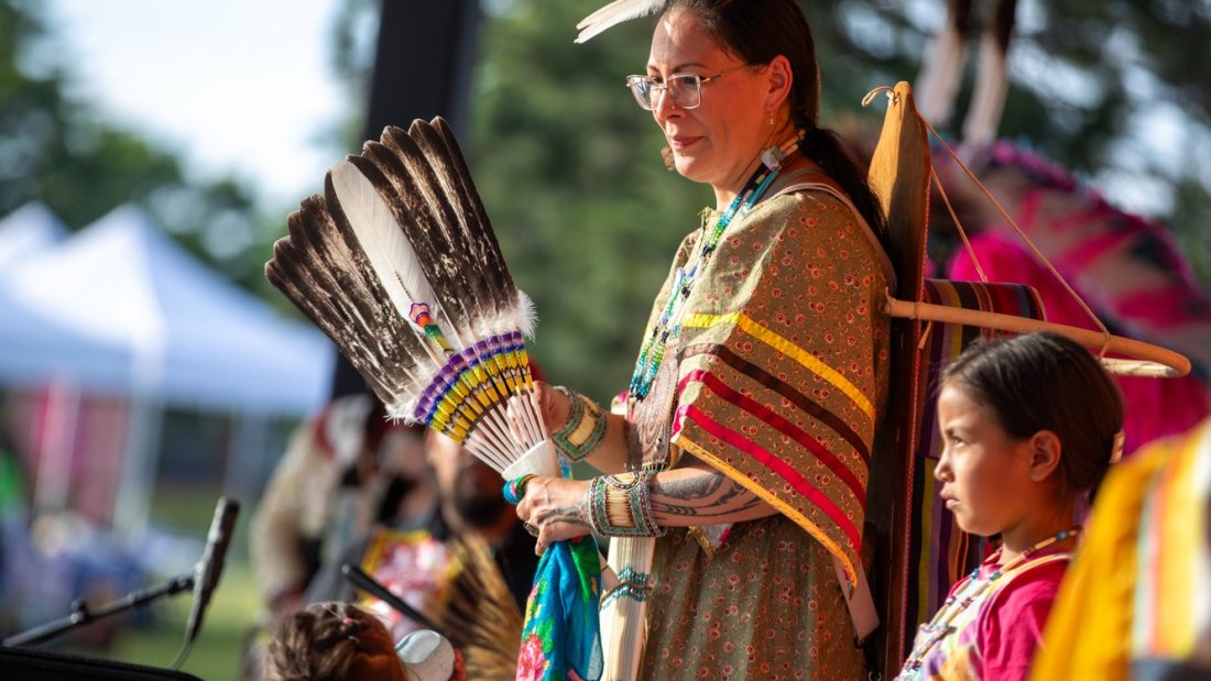 a woman in traditional indigenous clothing