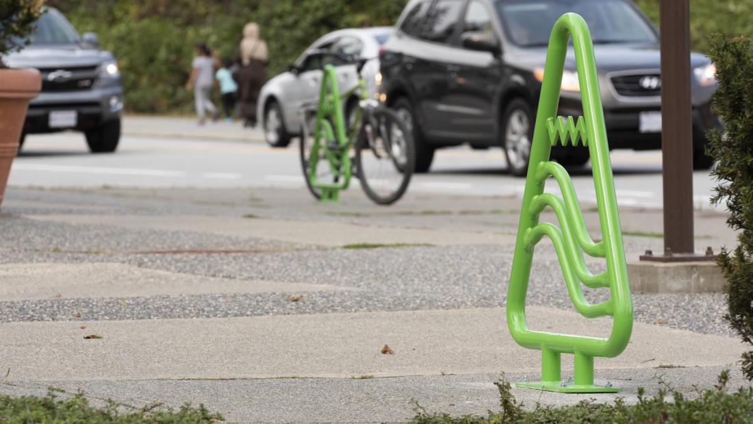 The Frasers bike rack close-up
