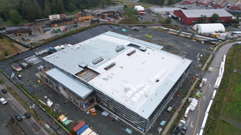 aerial of construction of new arena