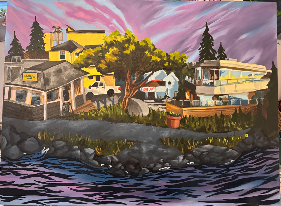 a painting of crescent beach
