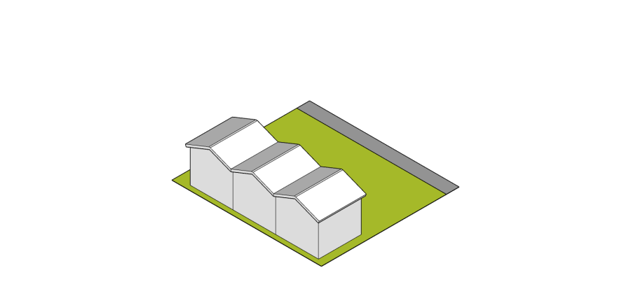 Diagram of a houseplex featuring a triplex dwelling on a lot 