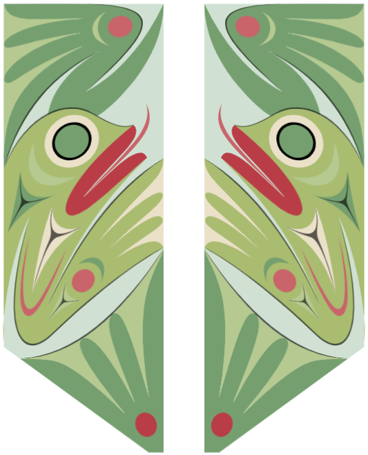 Symmetrical street banner design of frogs