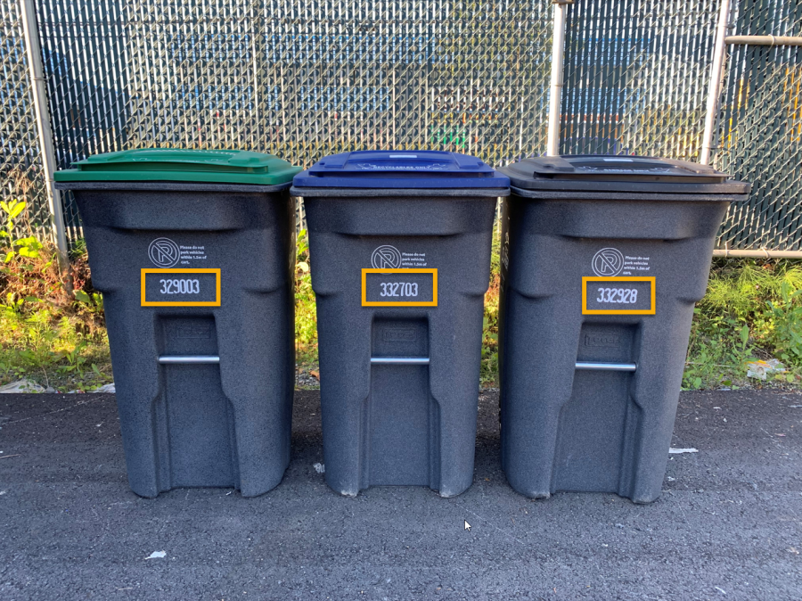Serial Numbers shown on waste carts