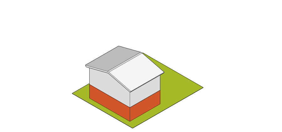 Diagram of a single family house with 1 secondary suite on a lot 